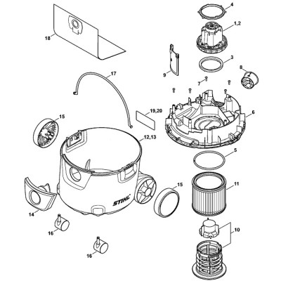 Резервуар 20л для пылесосов STIHL SE-62/62E (47847000800)