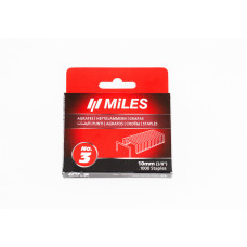 Скоби Miles No.3-8MM, 1000 шт,ширина - 11,40 мм, товщина - 0,75 мм,  аналог: Rapid 53