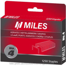 Скоби Miles No.4-8MM, 1250 шт, ширина - 10,50 мм, товщина - 1,20 мм, аналог: Rapid 140