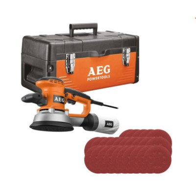Шліфмашина ексцентрикова EX150ES-KIT1 AEG, 440Вт, Ø150мм, з набором(25 шліф. листів, ящик для інстр)