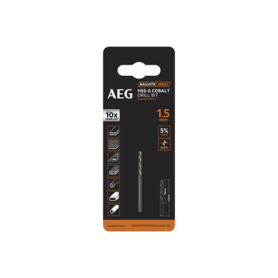 Свердло AAKHSSCBT1-5 AEG, HSS-Co, Ø1.5х18х40мм, 1шт.