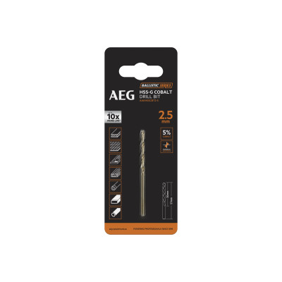 Свердло AAKHSSCBT2-5 AEG, HSS-Co, Ø2.5х30х57мм, 1шт.