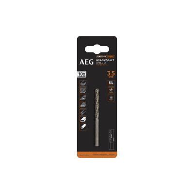 Свердло AAKHSSCBT3-5 AEG, HSS-Co, Ø3.5х39х70мм, 1шт.