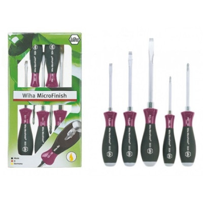 Викрутки Wiha MicroFinish набір 5 пр (SL 5,5x100, 6,5x125, 8,0x150, PH1x80, PH2x100),CrV