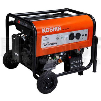 Генератор KOSHIN GV-7000S,5,5кВа,K420,50Гц, 12V/8.3A, 420см3, 22,6л, 90кг, AVR