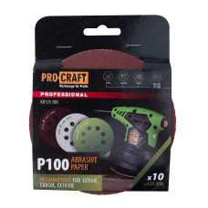 Круг шліфувальний самозачепний Procraft KD125.100 UNIVERSAL (набір 10 шт.) 8 отв.