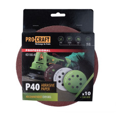 Круг шліфувальний самозачепний Procraft KD180.40 UNIVERSAL (набір 10 шт.) 8 отв.