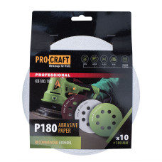 Круг шліфувальний самозачепний Procraft KB180.180 UNIVERSAL (набір 10 шт.) 8 отв.