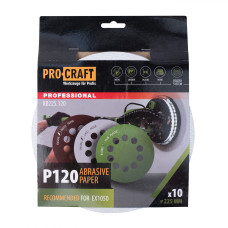 Круг шліфувальний самозачепний Procraft KB225.120 UNIVERSAL (набір 10 шт.) 10 отв.
