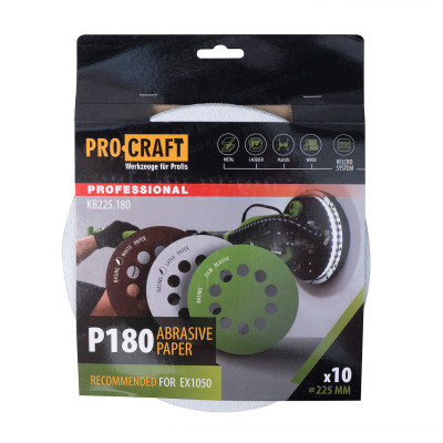 Круг шліфувальний самозачепний Procraft KB225.180 UNIVERSAL (набір 10 шт.) 10 отв.