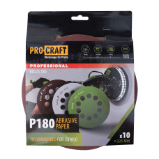 Круг шліфувальний самозачепний Procraft KD225.180 UNIVERSAL (набір 10 шт.) 10 отв.