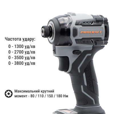 Акумуляторний гвинтоверт Procraft Industrial ID20A (без акб та зп) Акумуляторний гвинтоверт Procraft Industrial ID20A (без акб та зп)