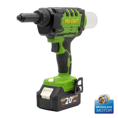 Акумуляторний заклепувальний пістолет Procraft PRG20 (з 2 акб та зп)