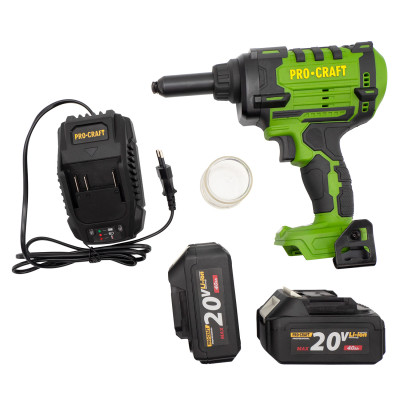 Акумуляторний заклепувальний пістолет Procraft PRG20 (з 2 акб та зп)