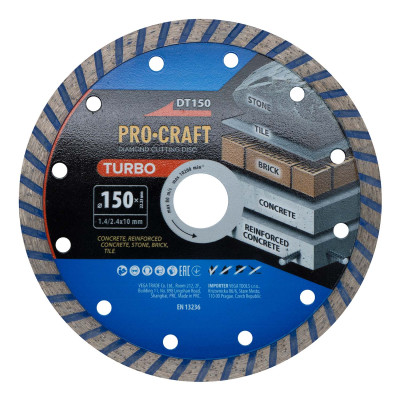 Алмазний диск Procraft DT150 150мм 22,23мм 2.4 мм