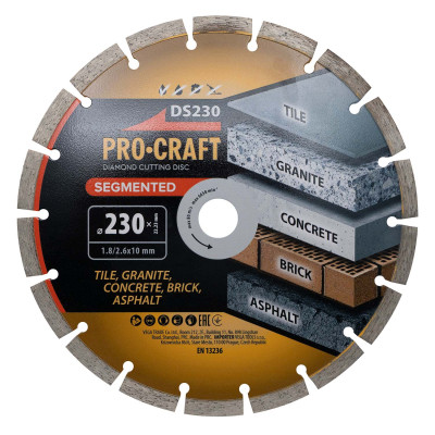 Алмазний диск Procraft DS230 230мм 22,23мм 2.6 мм Алмазний диск Procraft DS230 230мм 22,23мм 2.6 мм