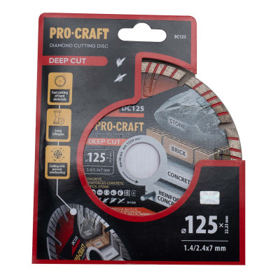Алмазний диск Procraft DC125 125мм 22,23мм 2.4 мм