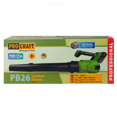 Акумуляторна повітродувка Procraft PB26 (1 АКБ та зп) Акумуляторна повітродувка Procraft PB26 (1 АКБ та зп)