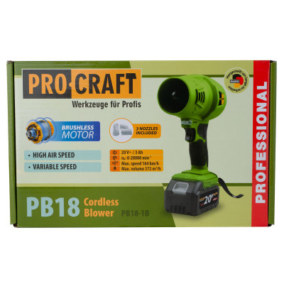 Акумуляторна повітродувка Procraft PB18 (1 АКБ та зп) Акумуляторна повітродувка Procraft PB18 (1 АКБ та зп)