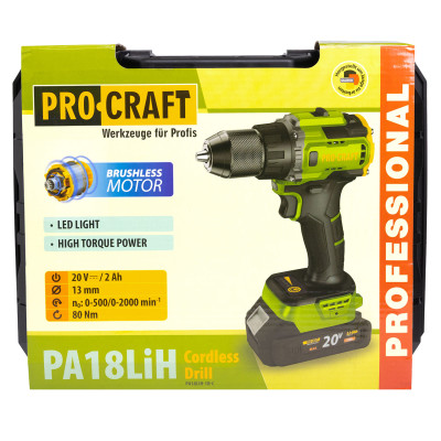 Шуруповерт Procraft PA18LiH (з 1 акб і зп)