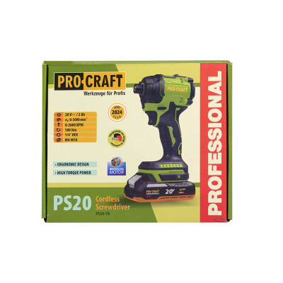 Акумуляторний гвинтоверт Procraft PS20 (1акб 2Аг)