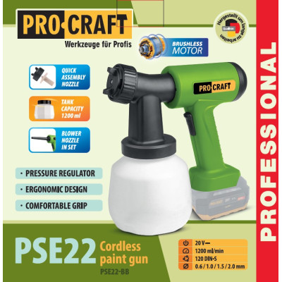 Акумуляторний фарбопульт та повітродувка Procraft PSE22 (без акб та зп) Акумуляторний фарбопульт та повітродувка Procraft PSE22 (без акб та зп)