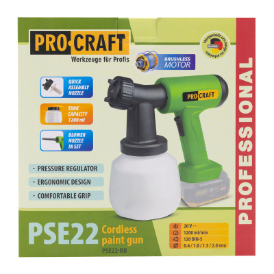Акумуляторний фарбопульт та повітродувка Procraft PSE22 (без акб та зп) Акумуляторний фарбопульт та повітродувка Procraft PSE22 (без акб та зп)