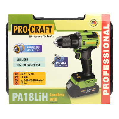Шуруповерт Procraft PA18LiH з ударом (1 акб і зп) Шуруповерт Procraft PA18LiH з ударом (1 акб і зп)