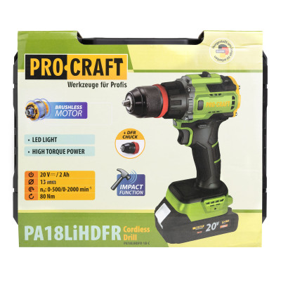 Шуруповерт Procraft PA18LiH DFR з ударом (1 акб і зп) Шуруповерт Procraft PA18LiH DFR з ударом (1 акб і зп)