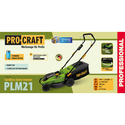 Акумуляторна газонокосарка Procraft PLM21 (без АКБ та ЗП)