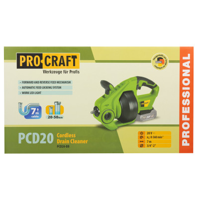 Акумуляторна машина для прочищення труб Procraft PCD20 (Без акб та зп) Акумуляторна машина для прочищення труб Procraft PCD20 (Без акб та зп)