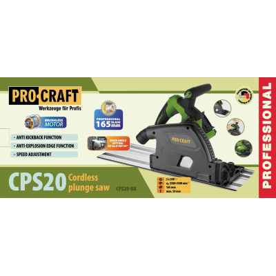Акумуляторна занурювальна пила Procraft CPS20 (без акб та зп) Акумуляторна занурювальна пила Procraft CPS20 (без акб та зп)