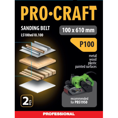 Стрічка шліфувальна Procraft LS100x610.100 (2 шт)