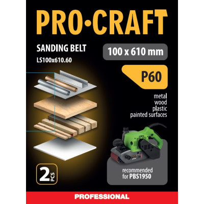 Стрічка шліфувальна Procraft LS100x610.60 (2 шт)