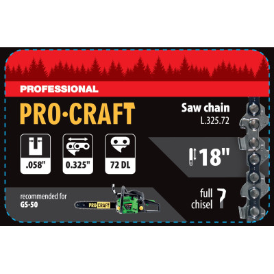 Ланцюг для ланцюгової пили Procraft L-325/72