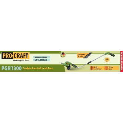 Підрізувач трави та кущоріз акумуляторний Procraft PGH1300
