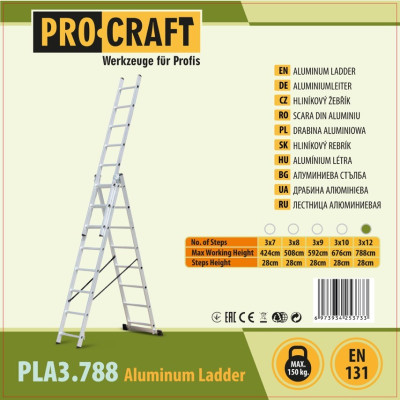 Драбина алюмінієва універсальна Procraft PLA3.788