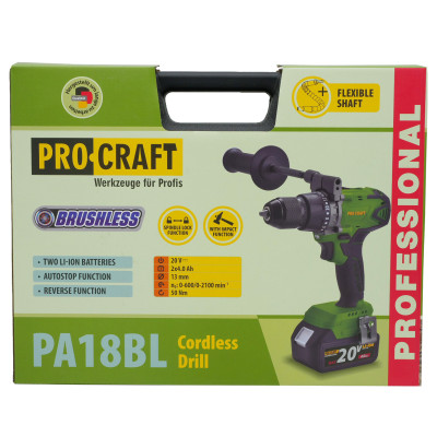 Шуруповерт Procraft PA18BL Universal Extra (з 1 акб та зп)