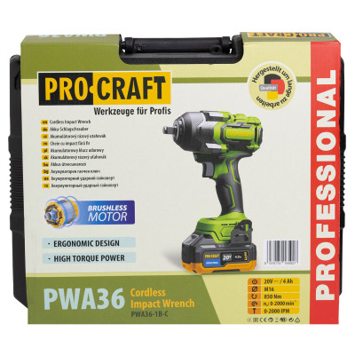 Акумуляторний гайковерт Procraft PWA36 Кейс (з 1 АКБ та ЗП)