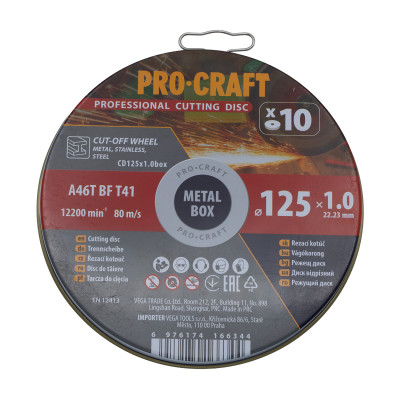 Диск відрізний Procraft CD125x1.0b 125 мм 1,0 мм 22,2 мм 10 шт/уп