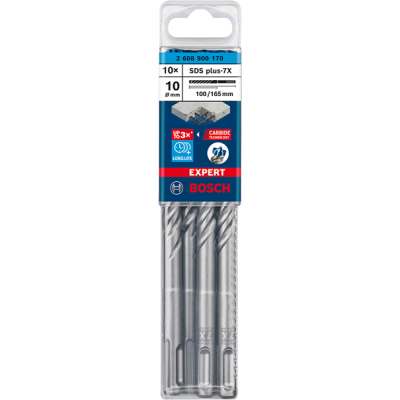 Набір бурів Bosch EXPERT SDS plus-7X, 10 x 100 x 165 мм, 10 шт. (2608900170)