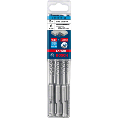 Набір бурів Bosch EXPERT SDS plus-7X,6 x 100 x 165 мм, 10 шт. (2608900160)