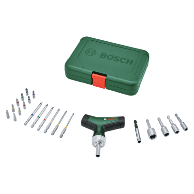 Набір біт для викрутки з тріскачкою і T-подібною ручкою BOSCH (1600A02Z9T)