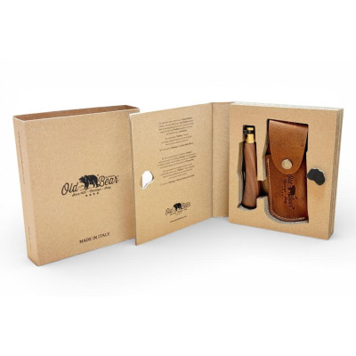 Набір ніж Antonini Old Bear M (19 см), рукоятка - горіх, сталь - INOX W1.4060, больстер - латунь та шкіряний чохол FO.9300 в спеціальному пакуванню
