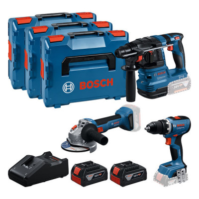 PRO набір з 3 інструментів BOSCH 18V: GSR + GBH + GWS + 2x GBA 5.0 Ah + GAL 18V-40(0615A5009G)