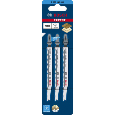 Пилка для лобзика Bosch по дереву T 308B, 2,2XC×117 мм, 3 шт (2608900550)