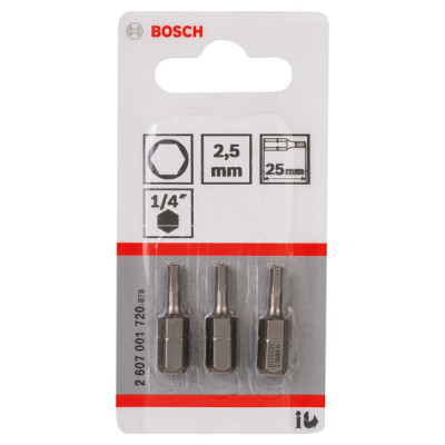 Набір біт Bosch Extra Hard HEX 2,5×25 мм, 3 шт.