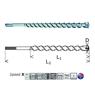 Свердло по бетону Bosch SDS-max 22х400х520 Speed X (2608586771)