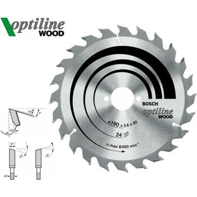 Пильний диск Bosch Optiline Wood 160 мм 24 зуб. (2608641171)