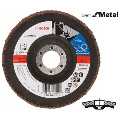 Коло шліфувальне пелюсткове, Bosch K40 125 мм, Best for Metal (2608606922)